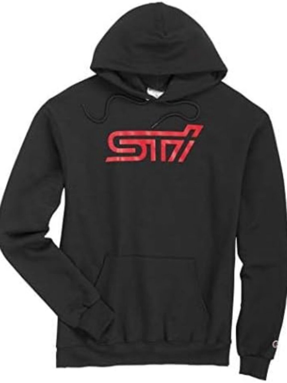 Black ECO Hoodie Pullover Sweatshirt with STI Logo for Subaru Lovers (XL)